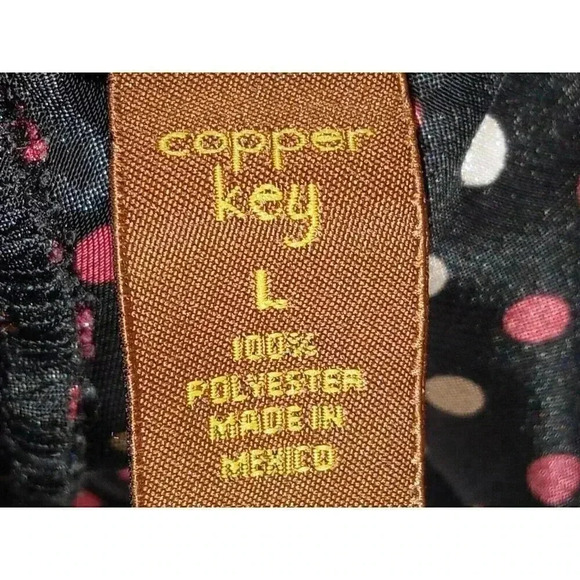 Copper Key Womens Top Multicolor Polka Dot V Neck Sleeveless Blouse Tie Large - Picture 5 of 10